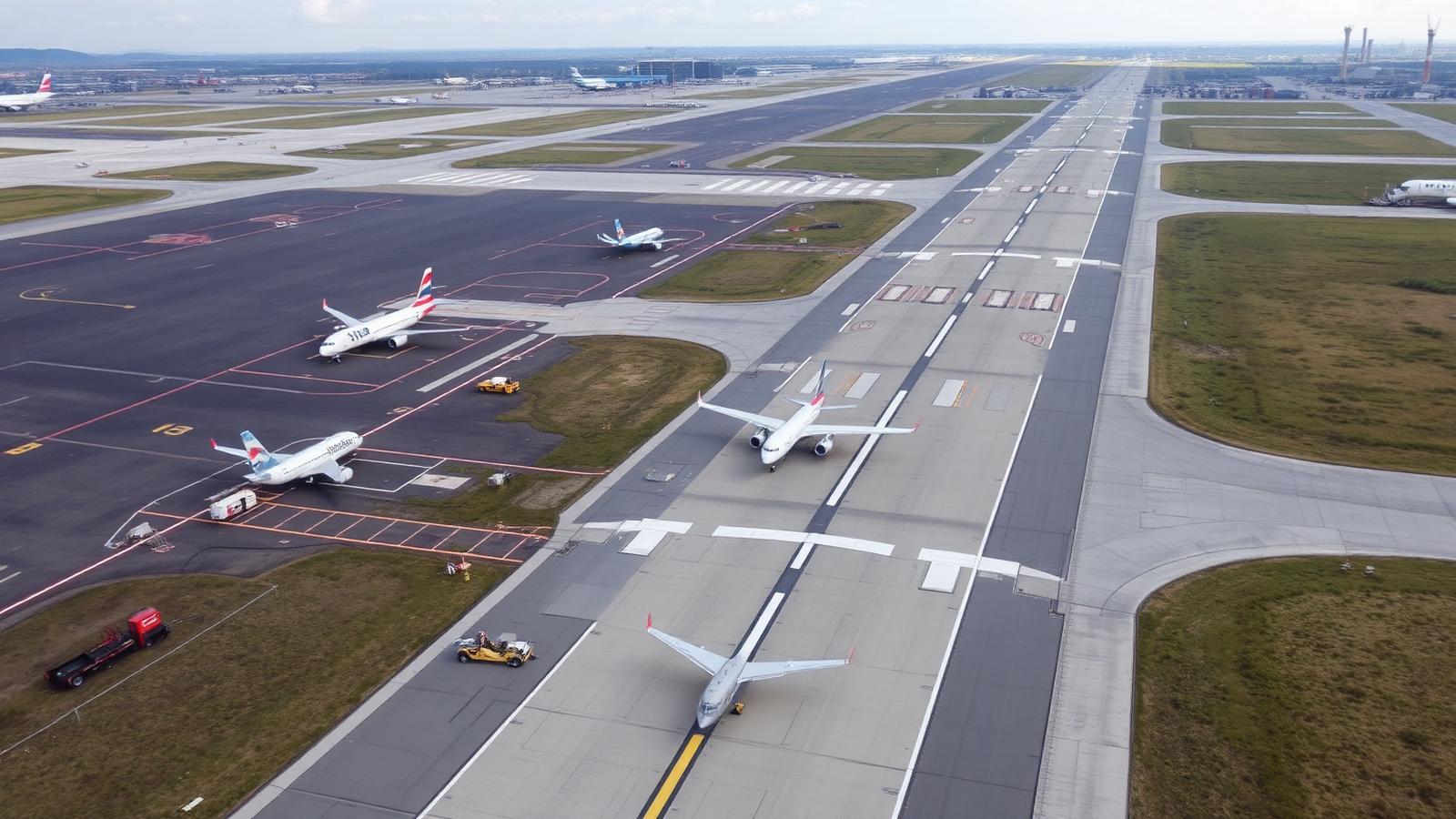Aerial view of an international airport